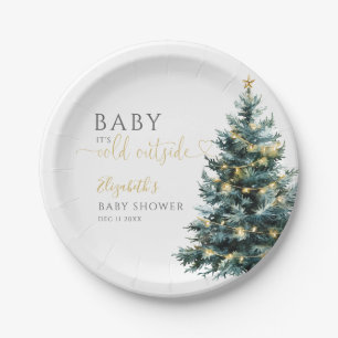Its Cold Outside Winter Christmas Baby Shower Paper Plate