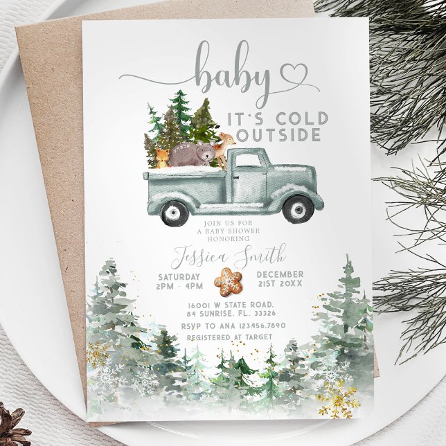 Its Cold Outside Winter Forest Animals Baby Shower Invitation (Creator Uploaded)
