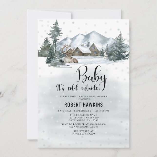 It's Cold Outside Winter Forest Baby Shower Invitation (Front)