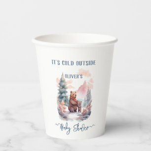 Its Cold Outside Winter Forest Bears Baby Shower Paper Cups