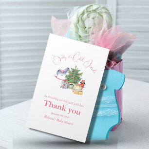 It's Cold Outside Winter Pink Girl Baby Shower Thank You Card