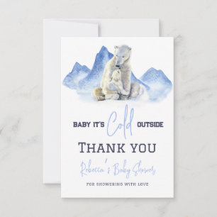 It's Cold Outside Winter Polar Bear Baby Shower Thank You Card