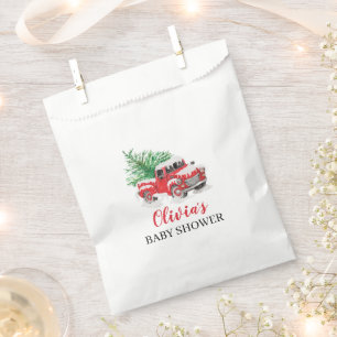 it's cold outside Winter Red Truck Baby Shower Favour Bags