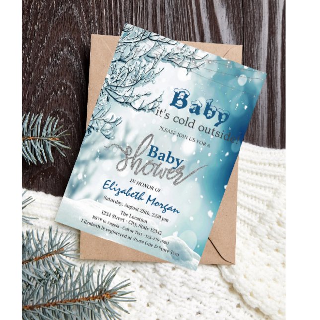 It's Cold Outside Winter Wonderland Baby Shower In Invitation (Creator Uploaded)