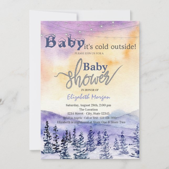 It's Cold Outside Winter Wonderland Violet  Invitation (Front)