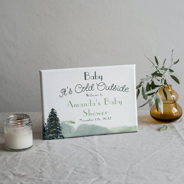 It's Cold Outside Woodland Forest Tree Baby Shower Banner (Creator Uploaded)