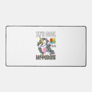 It's Cool to be Different Dabbing Unicorn Autism A Desk Mat