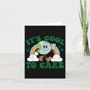 Its Cool To Care Earth Day Groovy 70s Retro Trendy Card