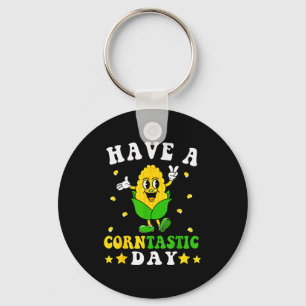 It's Corn Have A Corntastic Day Funny Corn Pun Kid Key Ring