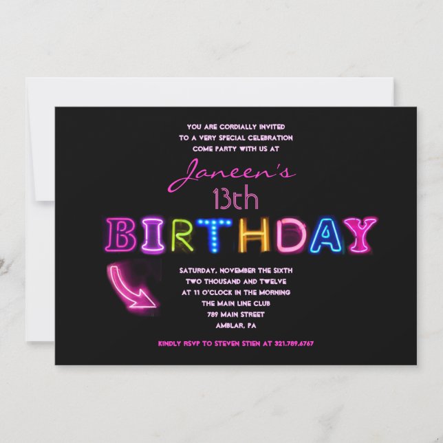 IT'S ELECTRIC! 13th Birthday Party Invite (Front)