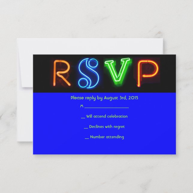 IT'S ELECTRIC Bar Bat Mitzvah RSVP Card (Front)