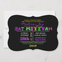 IT'S ELECTRIC! NEON GLOW Bar Mitzvah Invitation