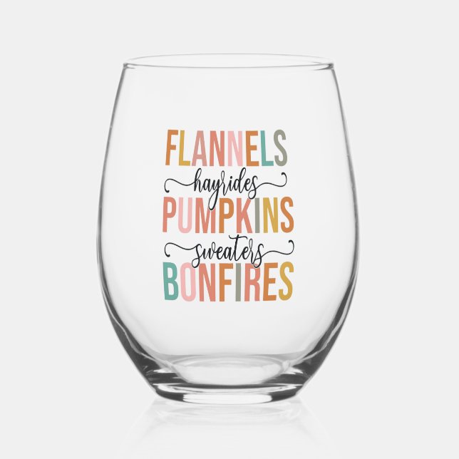 It's Fall Again Stemless Wine Glass (Front)