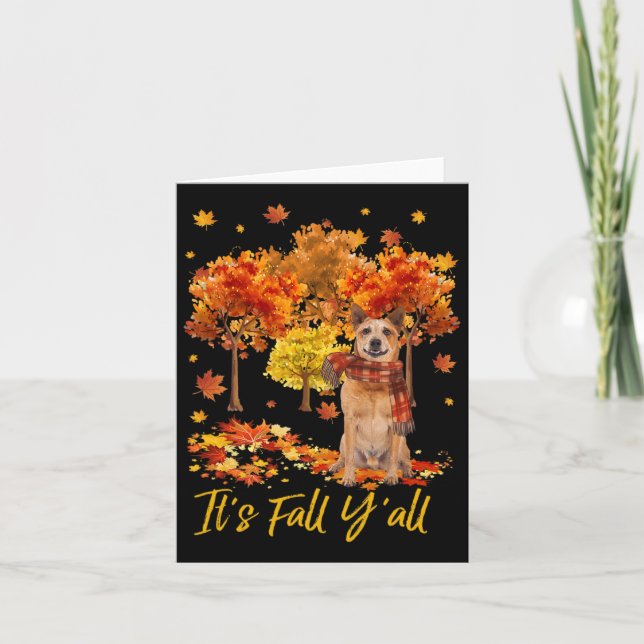 It's Fall Yall Australian Cattle Dog Tree Pumpkin  Card (Front)