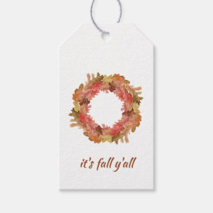 it's fall y'all Autumn Foliage Wreath Gift Tags