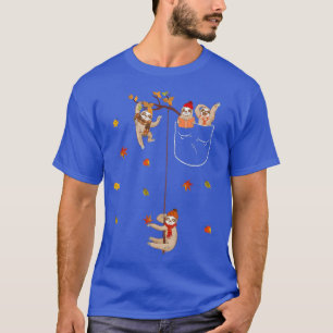 Its Fall Yall Autumn Leaves Fall Sloth Pocket T-Shirt