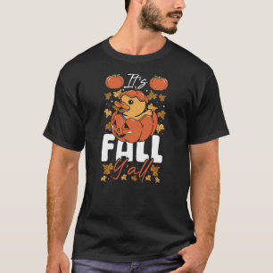 It's Fall Y'all Autumn Leaves Pumpkin Rubber Duck T-Shirt