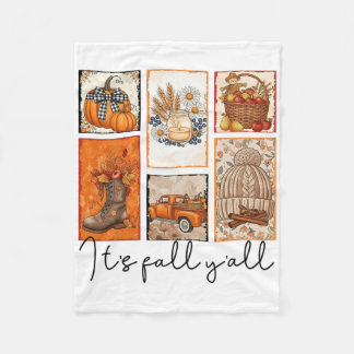 It's Fall Y'all Autumn Pumpkin Season Halloween Th Fleece Blanket