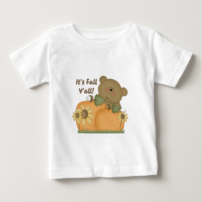 "It's Fall Y'all" Autumn Teddy Bear Infant Top (Front)