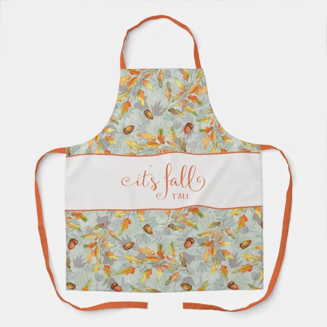 it's fall y'all Autumn typography Apron (Front)