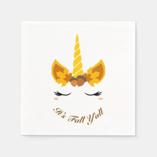It's Fall Y'all Autumn Unicorn Paper Party Napkins