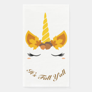It's Fall Y'all Autumn Unicorn Party Napkin