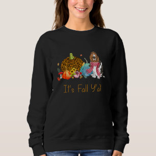 It's Fall Y'all Basset Hound Dog Fall Scarf Thanks Sweatshirt