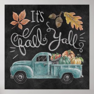It's Fall Y'all - Chalkboard Truck Poster