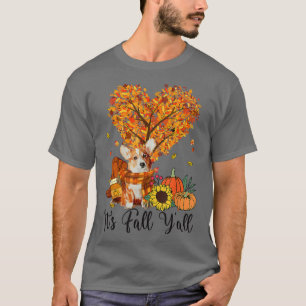 Its Fall Yall Corgi Dog Lovers Thanksgiving Hallow T-Shirt