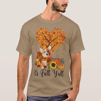 Its Fall Yall Corgi Dog Lovers Thanksgiving Hallow T-Shirt