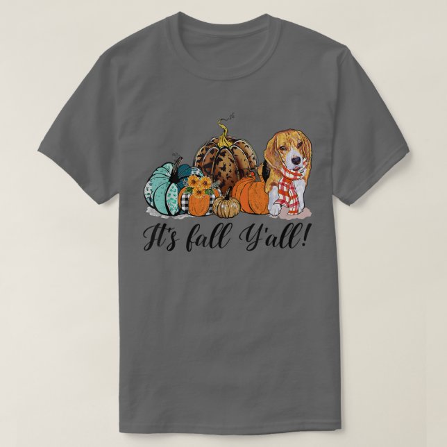 Its Fall Yall Corgi Dog Mum Pumpkin Fall Thanksgiv T-Shirt (Design Front)