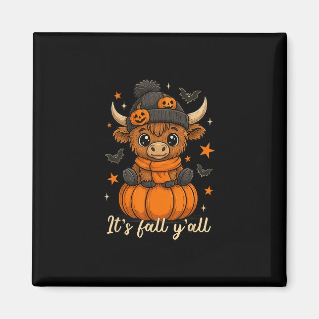 It's Fall Y'all Cow Pumpkin Fall Cow Thanksgiving  Magnet (Front)