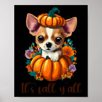 Its Fall Y'all Cute Floral Pumpkin Chihuahua Hallo