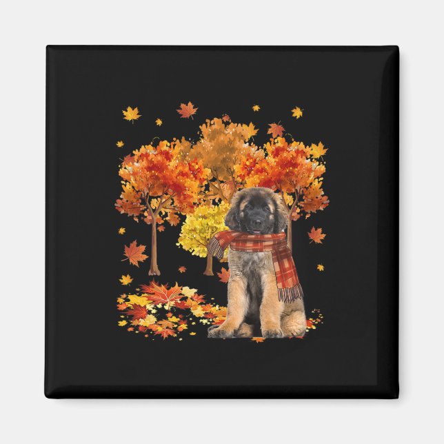 It's Fall Y'all Cute Leonberger Autumn Tree Fall L Magnet (Front)