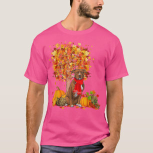 Its Fall Yall Cute Pitbull Pumpkin Autumn Tree Fal T-Shirt