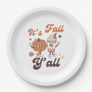 It's Fall Y'all – Cute Pumpkin Spice Fall Paper Plate