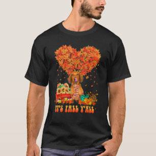 It's Fall Y'all Dachshund Dog Pumpkin Autumn Tree T-Shirt