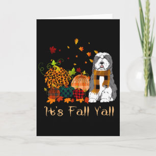 It's Fall Y'all English Sheepdog Pumpkin Dog Thank Card