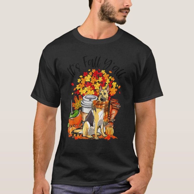 It's Fall Y'all German Shepherd Pumpkin Fall Autum T-Shirt (Front)