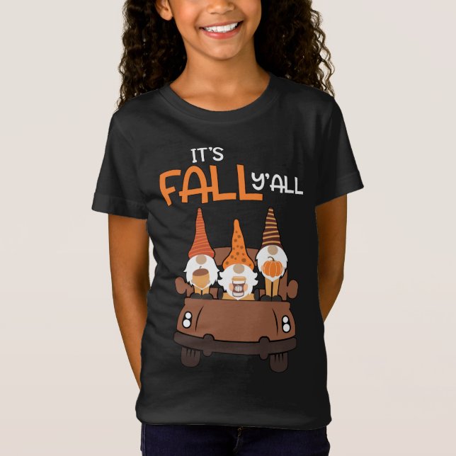 It's Fall Y'all Gnomes Gnome Elves Elf Autumn Leav T-Shirt (Front)
