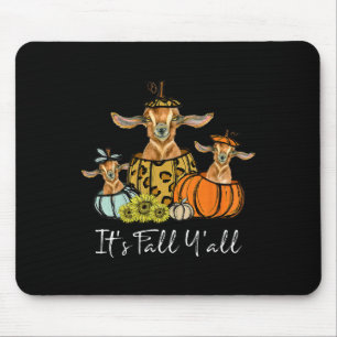 It's Fall Y'all Goat Animal Leopard Pumpkin Fallin Mouse Pad