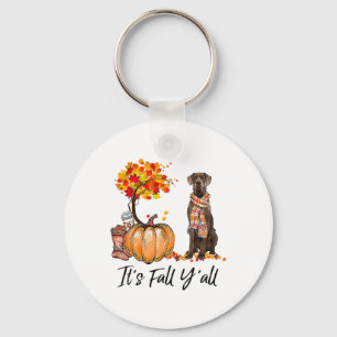 It's Fall Y'all Great Dane Dog Lovers Thanksgiving Key Ring