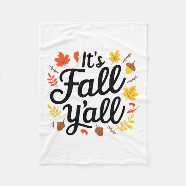 It's Fall Yall Halloween Bats Pumpkin Fall Hallowe Fleece Blanket (Front)