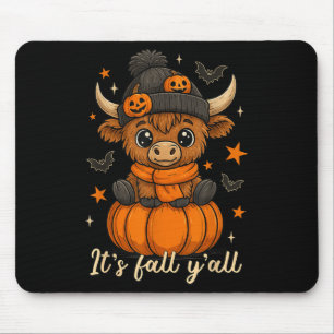 Its Fall Yall Highland Cow Pumpkin Fall Cow Thanks Mouse Pad