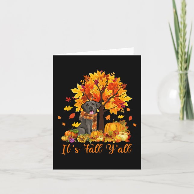 It's Fall Y'all Labrador Black Lab Halloween Thank Card (Front)