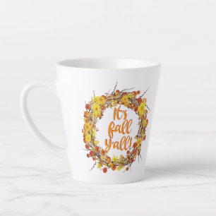 It's Fall Y'all Orange Autumn Leaves Latte Mug