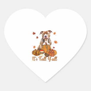 It's Fall Y'all Pitbull Dog Fall Scarf Autumn Pump Heart Sticker