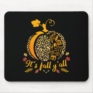 Its Fall Yall Pumpkin Halloween Nurse Scrub Tops W Mouse Pad
