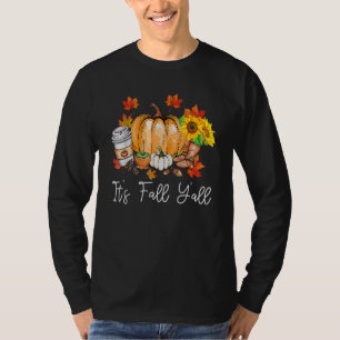 It's Fall Yall Pumpkin Leopard Halloween Autumn Th T-Shirt