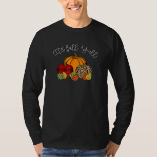 It's Fall Yall Pumpkin Leopard Halloween Autumn Th T-Shirt